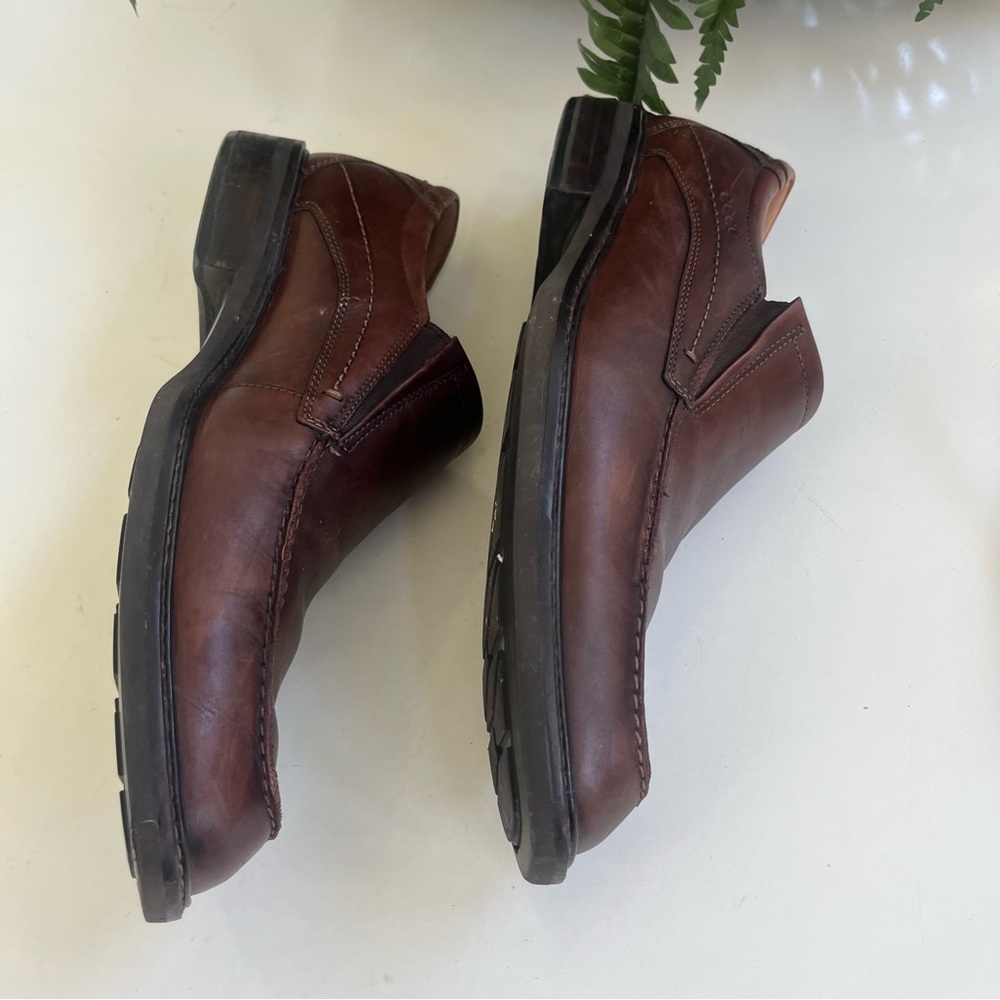 Ecco Shockpoint Brown Leather Apron Loafer Rubber Sole Mens Sz 11 EU 45 - Picture 9 of 16